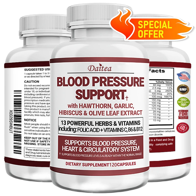 4-in-1 Blood Pressure & Bone Health Supplement – Calcium, Vitamin D3 + K2, Heart & Circulation Support for Men & Women