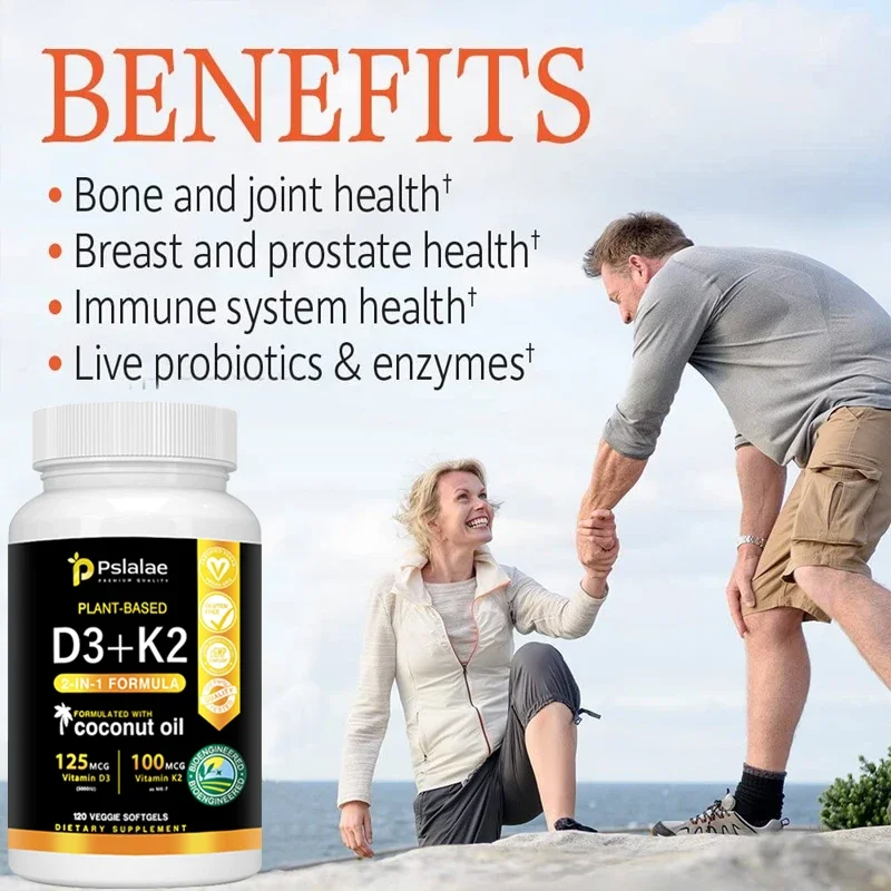 4-in-1 Calcium & Vitamin Complex – D3 + K2 + Calcium Capsules for Bone, Heart & Immune Support – High Absorption Formula for Men & Women