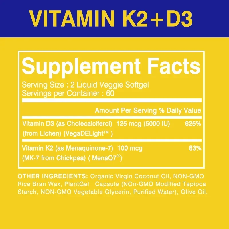 4-in-1 Calcium & Vitamin Complex – D3 + K2 + Calcium Capsules for Bone, Heart & Immune Support – High Absorption Formula for Men & Women