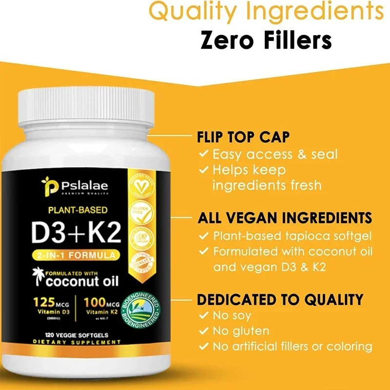 4-in-1 Calcium & Vitamin Complex – D3 + K2 + Calcium Capsules for Bone, Heart & Immune Support – High Absorption Formula for Men & Women