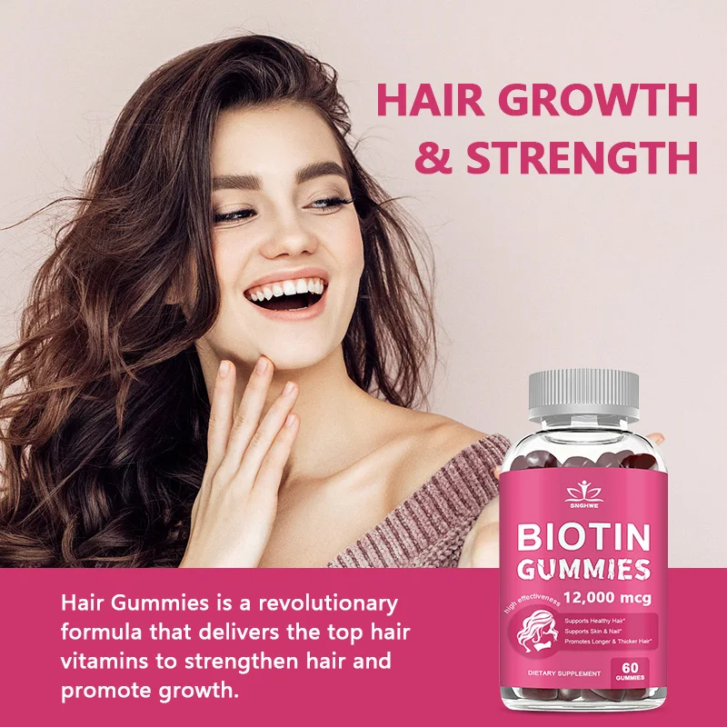 4-in-1 Collagen + Biotin Gummies for Women & Men – Hair, Skin, Nail & Joint Support with Vitamin C & E | Delicious Strawberry Flavor
