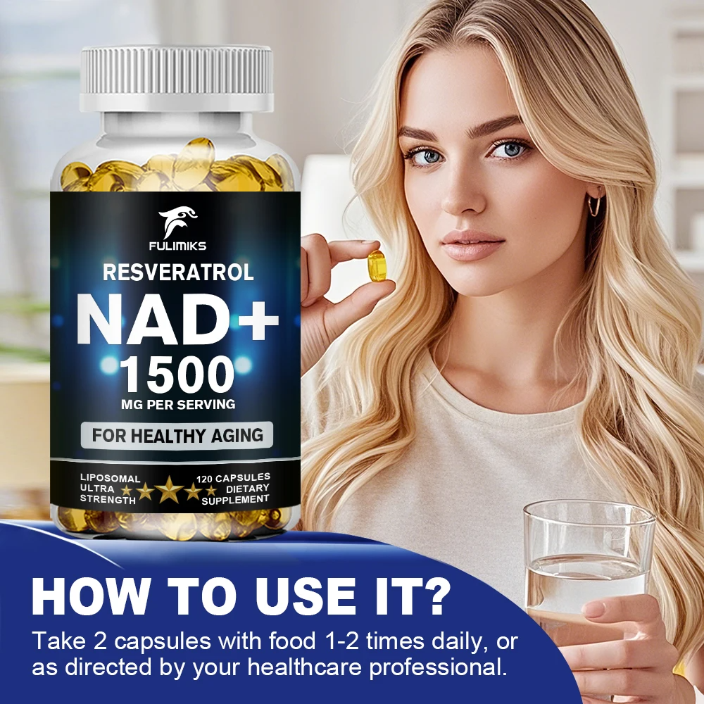 4-in-1 NAD+ & Resveratrol Supplement – Cellular Energy, Focus, Memory & Anti-Aging Support with NMN, Quercetin & Pterostilbene – Advanced Longevity Complex