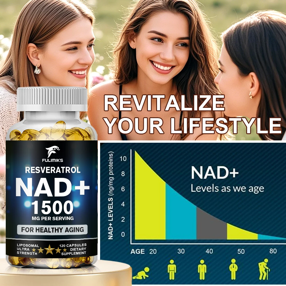 4-in-1 NAD+ & Resveratrol Supplement – Cellular Energy, Focus, Memory & Anti-Aging Support with NMN, Quercetin & Pterostilbene – Advanced Longevity Complex