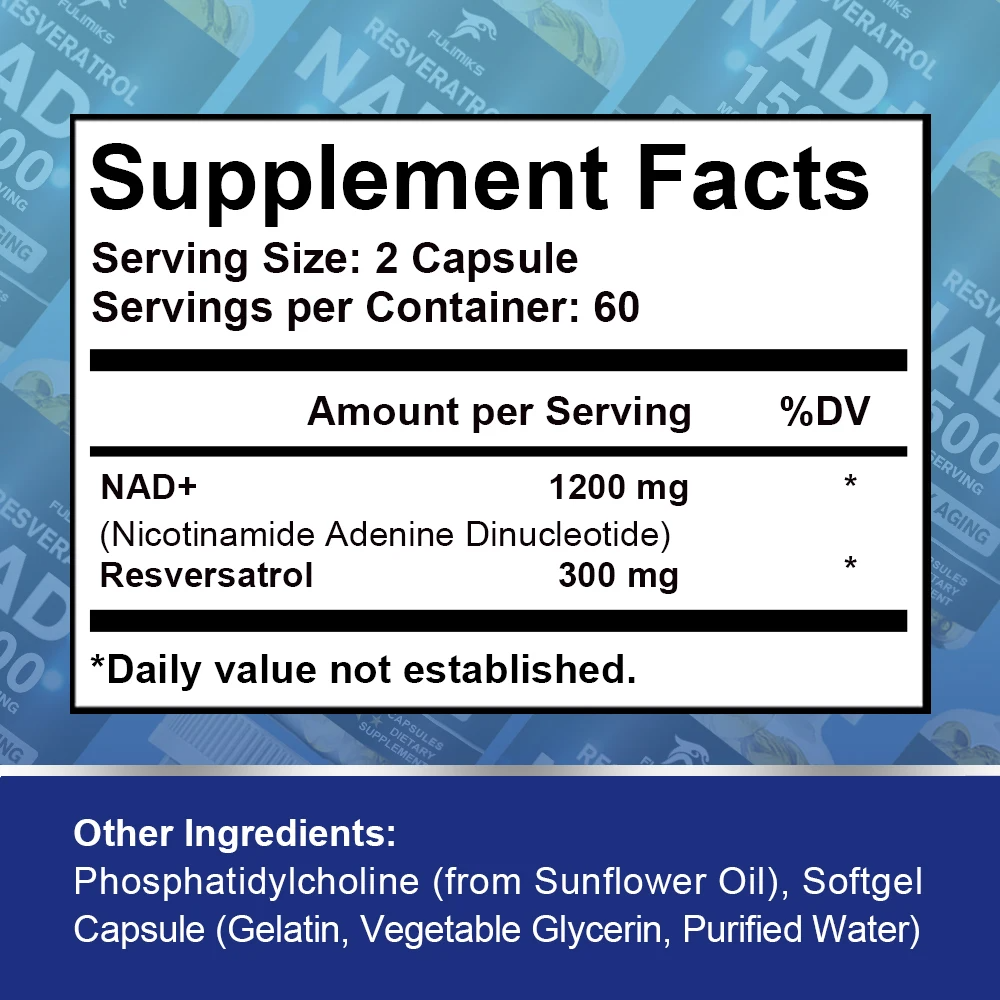4-in-1 NAD+ & Resveratrol Supplement – Cellular Energy, Focus, Memory & Anti-Aging Support with NMN, Quercetin & Pterostilbene – Advanced Longevity Complex
