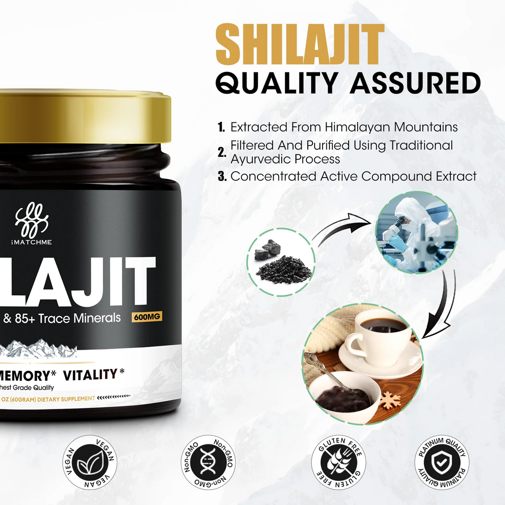 4-in-1 Shilajit Resin Supplement – 85+ Trace Minerals, Fulvic Acid, Energy & Immunity Booster for Men & Women – Himalayan Origin