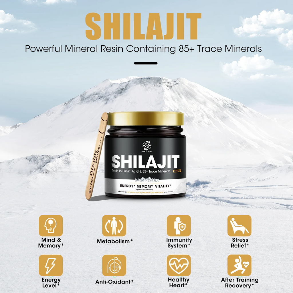 4-in-1 Shilajit Resin Supplement – 85+ Trace Minerals, Fulvic Acid, Energy & Immunity Booster for Men & Women – Himalayan Origin