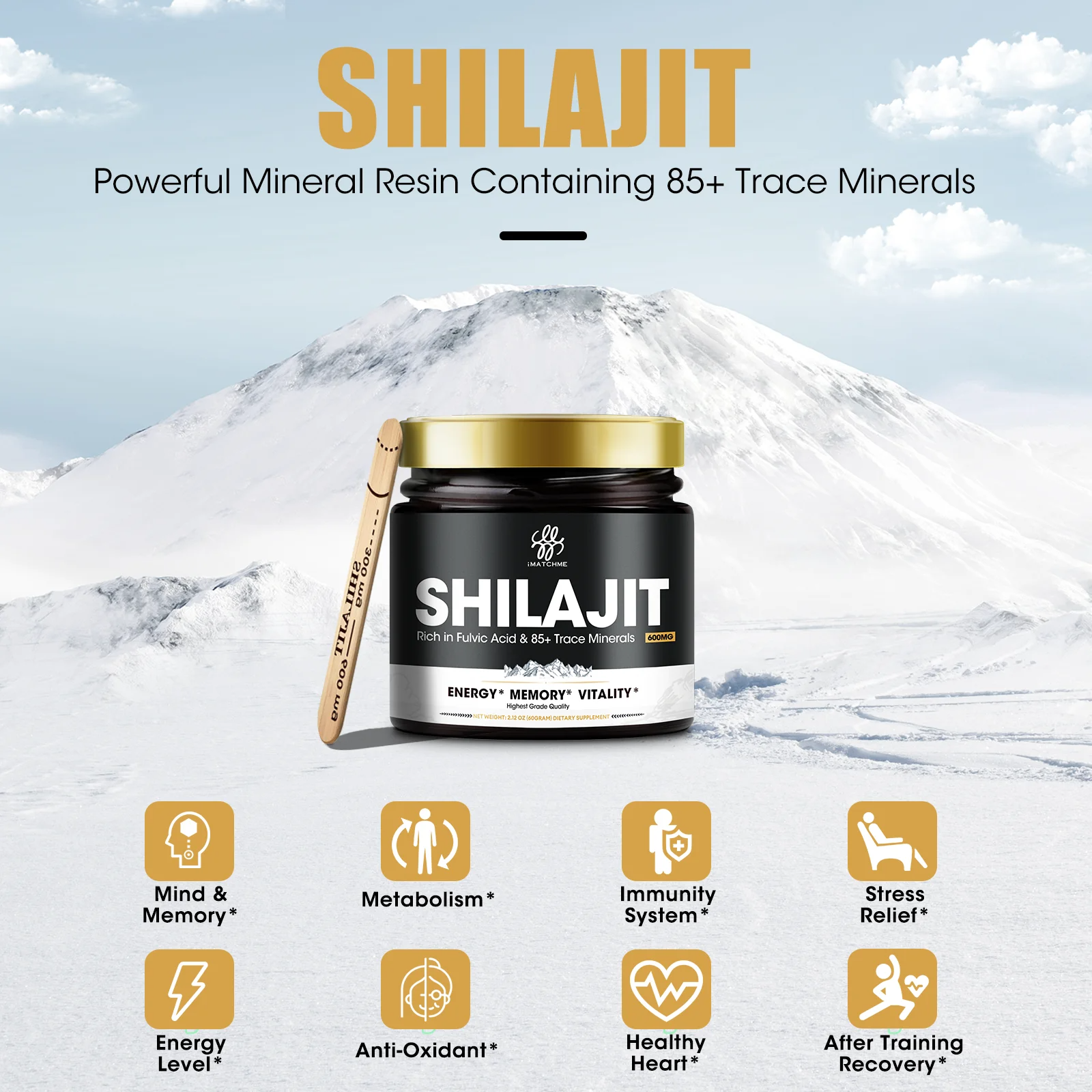 4-in-1 Shilajit Resin Supplement – 85+ Trace Minerals, Fulvic Acid, Energy & Immunity Booster for Men & Women – Himalayan Origin