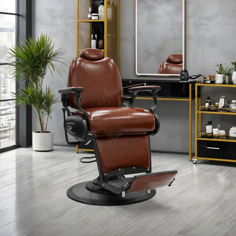 Barber Salon Gents Chair Shine Brown Heavy Duty Professional