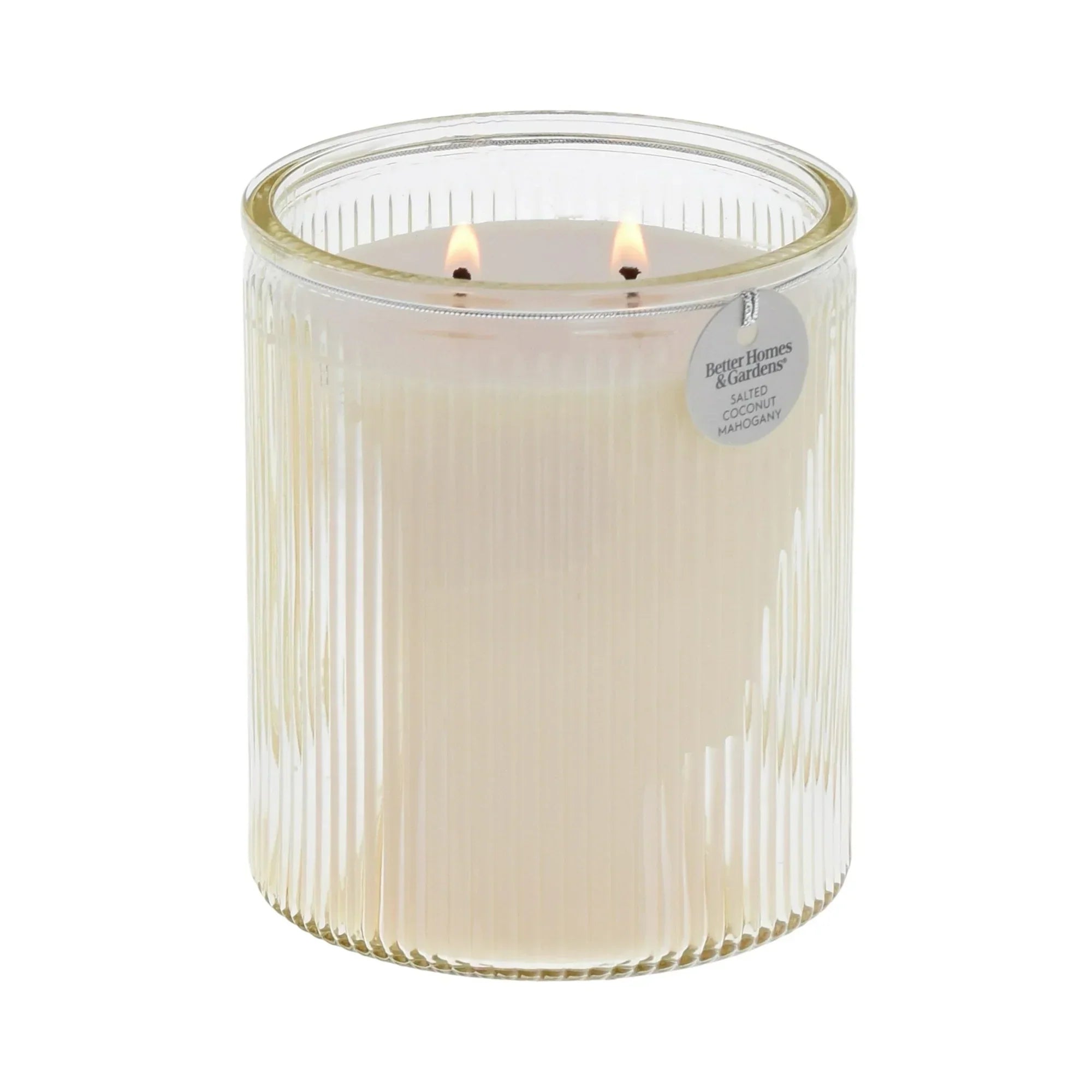 Better Homes & Gardens Salted Coconut and Mahogany Scented 2-Wick 17.1oz Ribbed Jar Candle