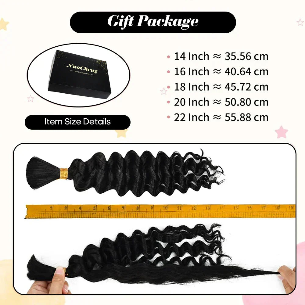 Brazilian Deep Wave Braiding Hair – 14” Boho Braids, 2 Bundles