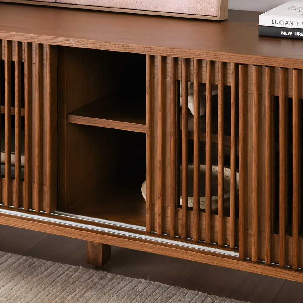 Astrid 70" MCM Slatted Media Console