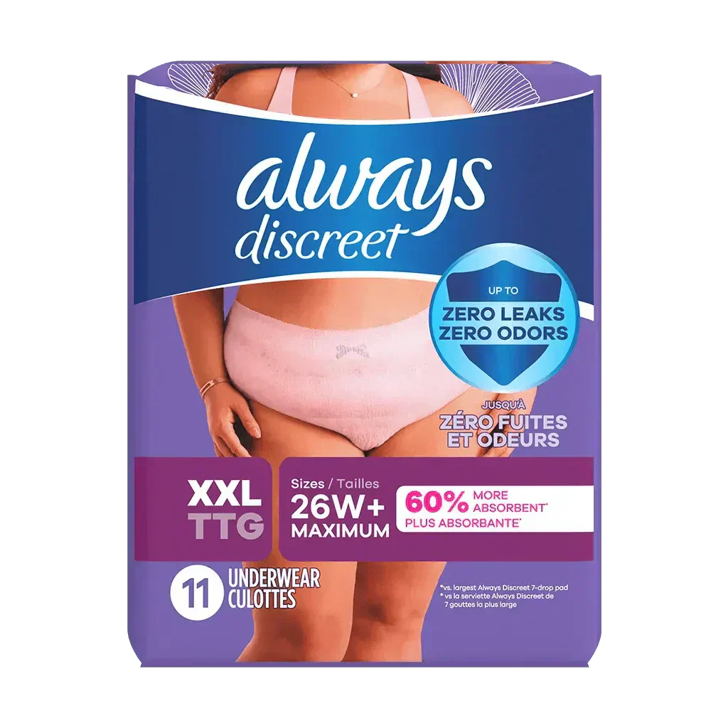 Always Discreet Maximum Protection Underwear.